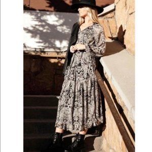 NWT O.P.T. Anthropologie Paisley Maxi Ruffle Dress